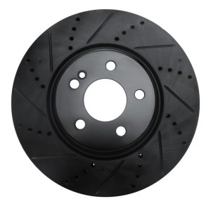 Mercedes-Benz GLC250 Brake Rotor (1) - Rear Left - R1 Concepts - Drilled & Slotted - Black - `16-`23